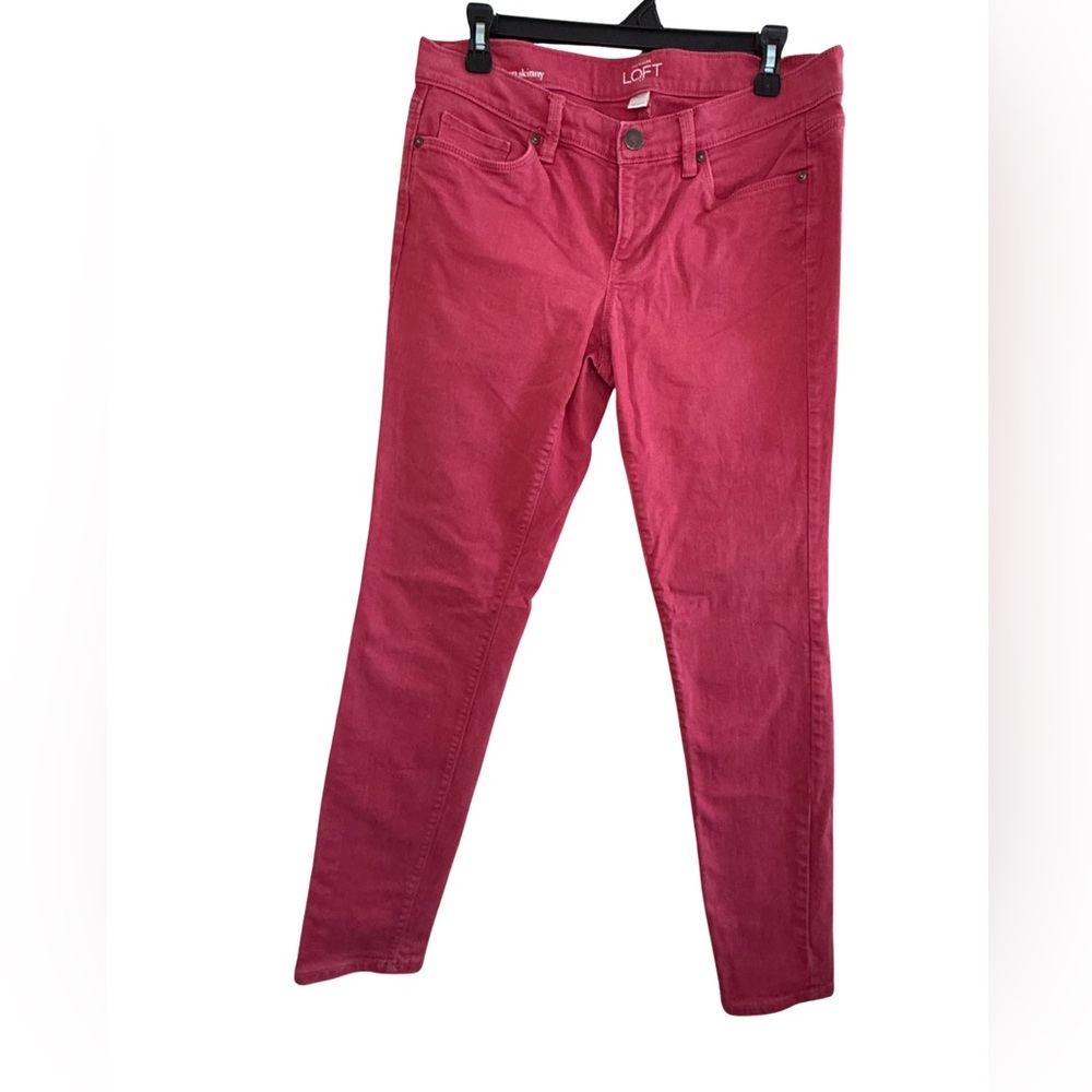 LOFT Ann Taylor Jeans Size 6 Pink Magenta Modern Skinny Mid Rise Ankle Crop
